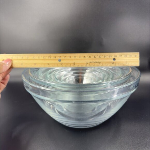 Bormioli Rocco Clear Round Nesting Bowls Set 8 Tempered Glass Bowls Dishes VTG - Picture 3 of 15